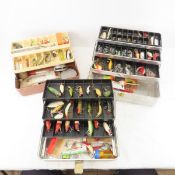 3 Vintage tackle boxes with lures and gear