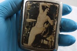 Antique Nude Lady Cigarette Case Silvertone