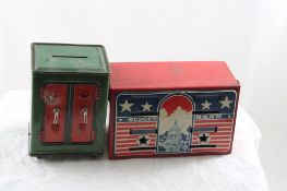 2 Vtg Metal Banks British Made & U.S. of America