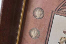 Framed 10 Indianhead Pennies, 10 Mercury Dimes
