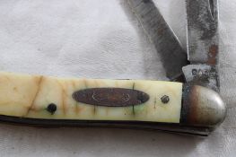 4 Pocket Knives Buck 112, Bone Hdl'd, Case, USA