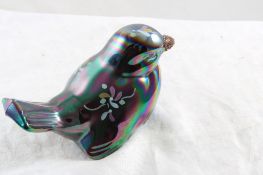 Fenton Art Glass Amethyst Bird Signed Handpainted