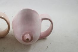 2 Ceramic Breast Figural Mugs