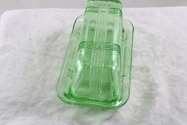 Hazel Atlas Vaseline Glass 1/4 LB Butter Dish Lid
