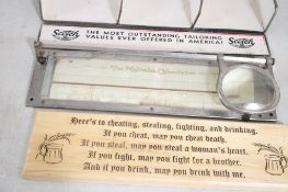 1932 Tailor Store Display, Wood Motto Board & More