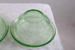 2 Hazel Atlas Vaseline Glass Nesting Bowls