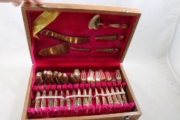 Johny's Gems 19 pc Brass Flatware in Wooden Box