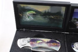3 Collector Knives Fish, Wolf & Buck