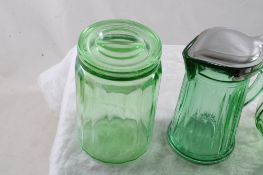 3 Anchor Hocking Vaseline Glass Pitcher/Jars