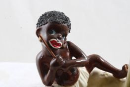 Black Americana Boy Fish Pole Alligator Ashtray