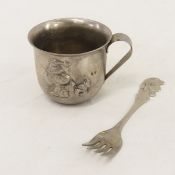 1965 Snoopy & Woodstock Christmas cup & fork