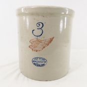 3 Gallon Red Wing Crock with large wing