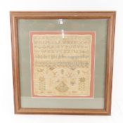 Antique Framed stitch sampler, no date