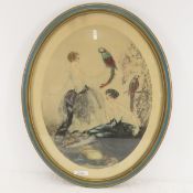 J. Henricy print Parrots signed 1920s