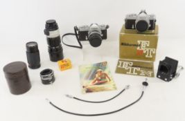 2 Nikon FTN 35mm Film Cameras with 3 lenses