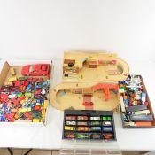 Mixed diecast cars, some vintage in showcase