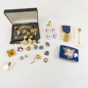 Vintage pins, awards, belt buckle