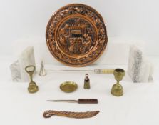 Large Copper Plate, Marble Bookends & More