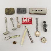 Vintage Harmonica, watches, belt buckles & more