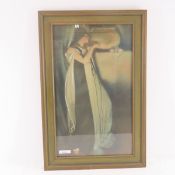 Lady by a Vase vintage print 12x20