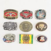 9 Military Veteran Collector Belt Buckles
