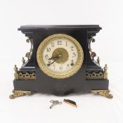 Antique Mantle Clock with Key- Works