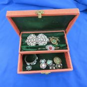 Vintage Jewelry box & jewelry with stones
