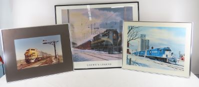 3 Framed Train prints