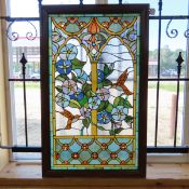 Stained Glass Window with birds & flowers 23x37