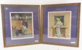 2 Maxfield Parrish Prints Lady Violetta