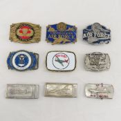 9 Air Force & related Collector Belt Buckles