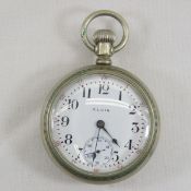 Elgin 15j Pocket Watch, Nickel Silver case, works