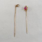 Antique 14k & 10k Gold Stick Pins with stones