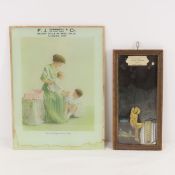 Antique Advertising Thermometer & Print in Glass