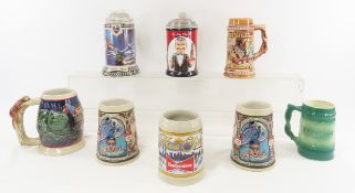 8 Beer Steins, Budweiser, Old Style & more