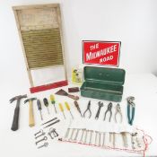 Wash Board, Hand Tools & Milwaukee Road Sign