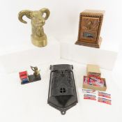 Brass Bookend, Mail Boxes, Stamp Dispenser