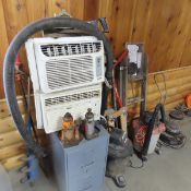 2 window AC units, ladders, shop vacs, heater