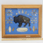 Native American Artifact display with Buffalo
