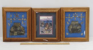 2 Native American artifact displays & print framed