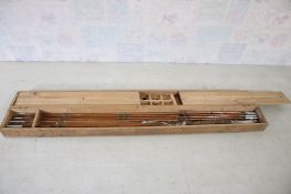 Bamboo Fly Fishing Rod w/Lures + Orig Wood Box