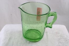 4 Cup Uranium Vaseline Glass Measuring Cup 1 Qt.