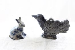 Rowe Pottery Rabbit Figurine & Bird Ornament
