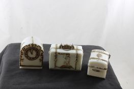 3 Glass Souvenirs Clock, Suitcase,Trunk