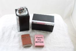 3 Lighters, Swank, Zippo, Champ Austria & Case