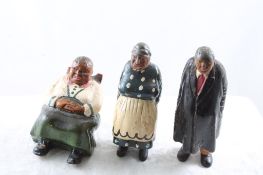 3 Black Americana Folk Art Hand Carved Figures