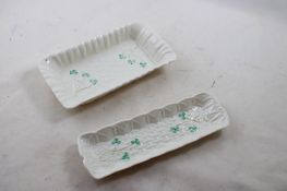 2 Belleek Ireland Porcelain Trays