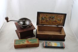 Coffee Grinder, Boys Tool Chest, Pencils & Box