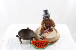 3 Black Americana Figurine, Bowl, Shaker