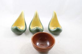 Red Wing Eva Zeisel Candleholders, R.W. Bowl